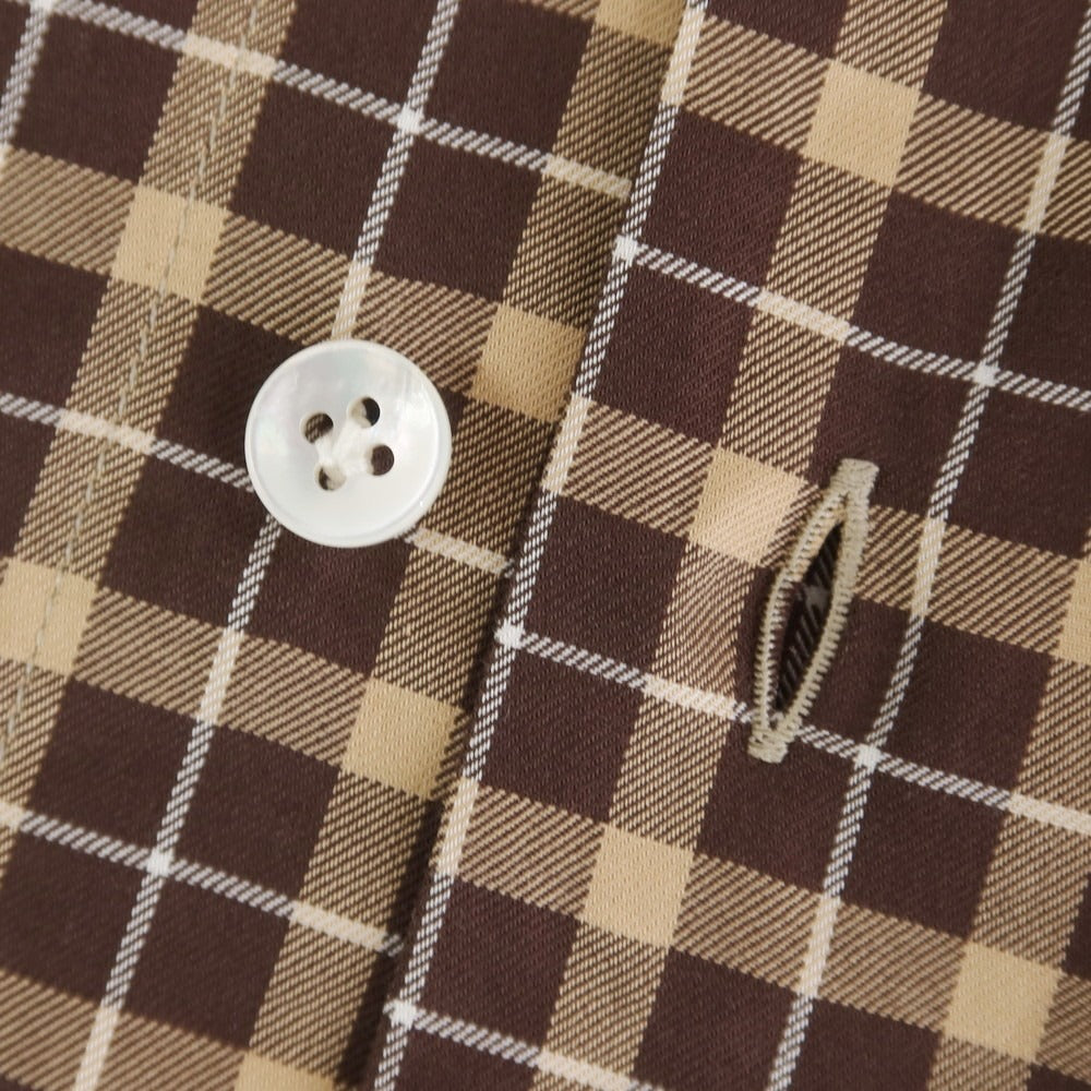 【新品】バルバ BARBA CULTO コットン チェック カジュアルシャツ ブラウンxベージュ【 39 】【 状態ランクN 】【 メンズ 】