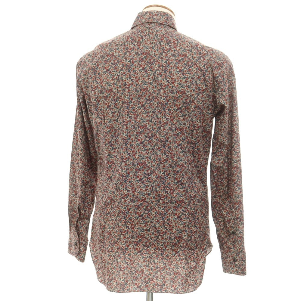 【SALE10%OFF/返品不可】【新品】バルバ BARBA CULTO コットン ボタニカル レギュラーカラー カジュアルシャツ ネイビーxダスティピンク【 39 】【 状態ランクN 】【 メンズ 】