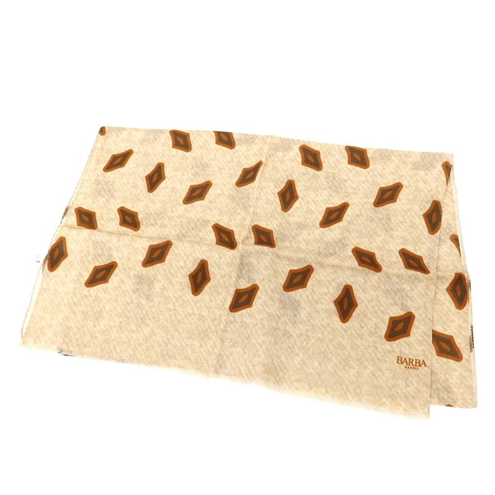 【新品】バルバ BARBA ウール ストール ベージュxブラウ【 状態ランクN 】【 メンズ 】