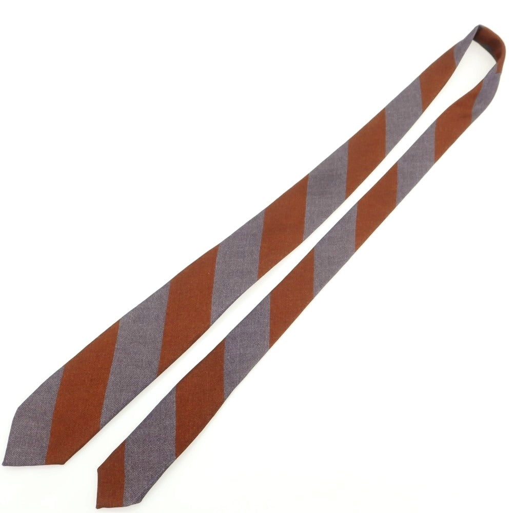 【新品】バルバ BARBA ウール クワトロピエゲ ストライプ柄ネクタイ ブラウンxグレー【 状態ランクN 】【 メンズ 】