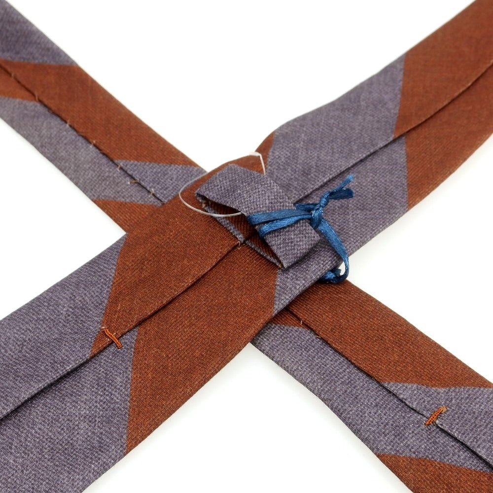 【新品】バルバ BARBA ウール クワトロピエゲ ストライプ柄ネクタイ ブラウンxグレー【 状態ランクN 】【 メンズ 】