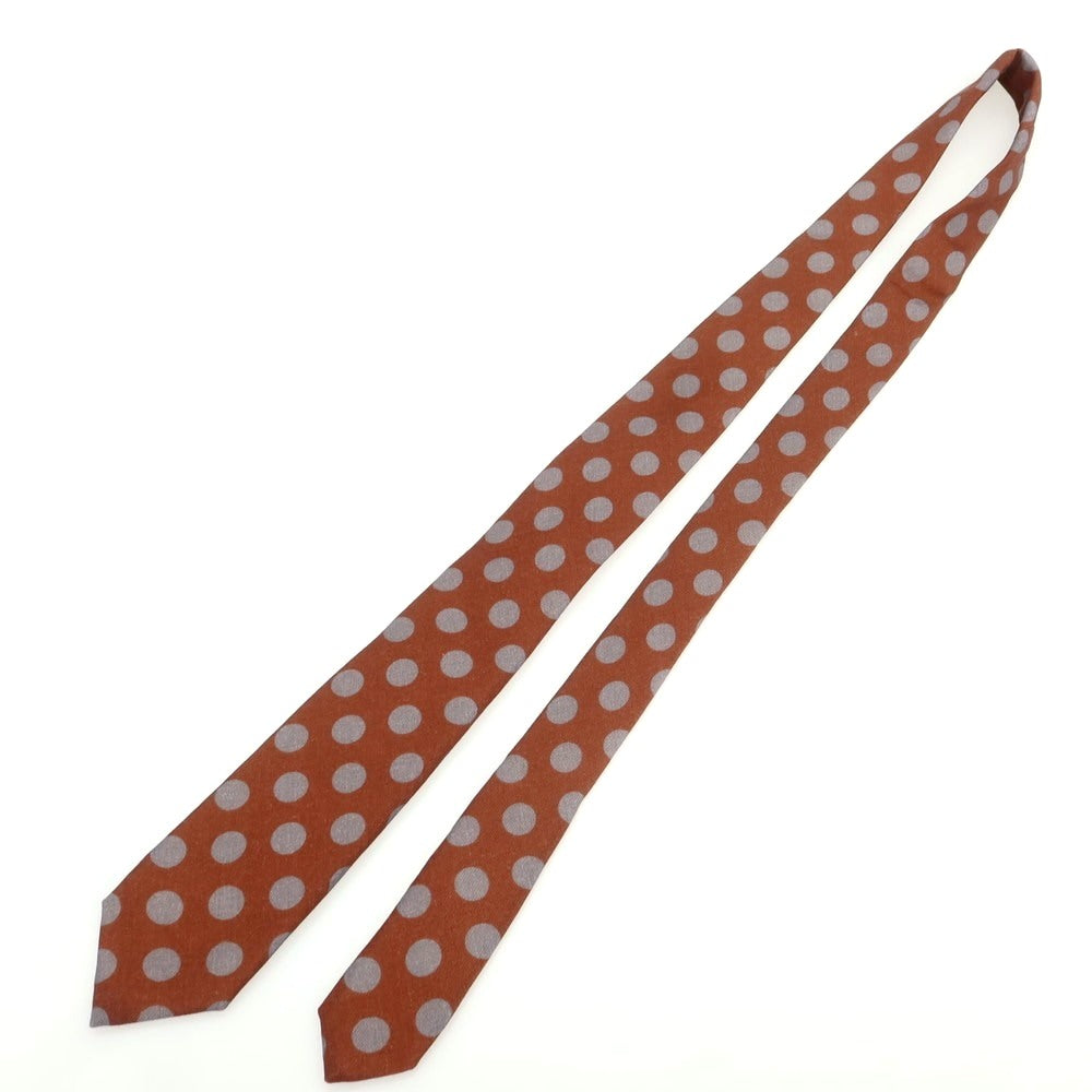 【新品】バルバ BARBA ウール クワトロピエゲ ドット柄ネクタイ ブラウンxグレー【 状態ランクN 】【 メンズ 】