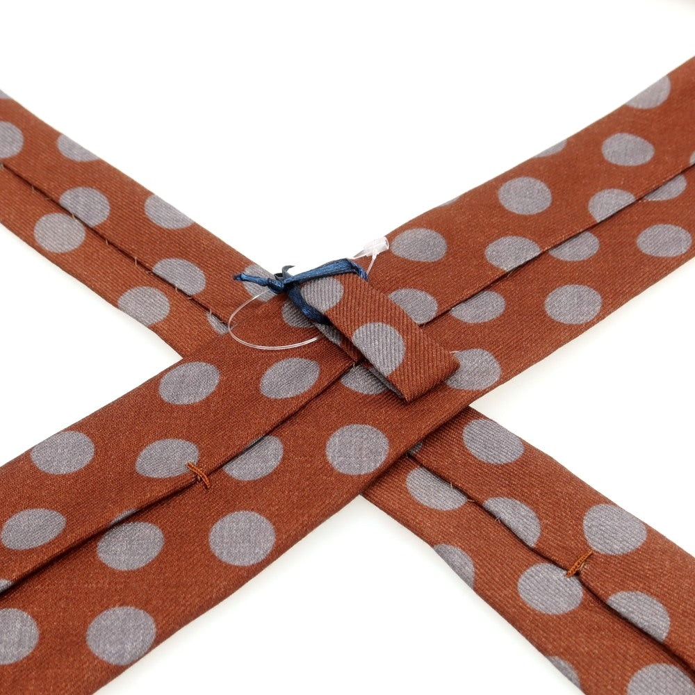 【新品】バルバ BARBA ウール クワトロピエゲ ドット柄ネクタイ ブラウンxグレー【 状態ランクN 】【 メンズ 】