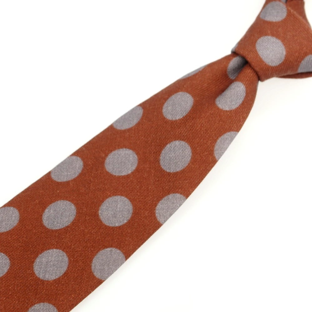 【新品】バルバ BARBA ウール クワトロピエゲ ドット柄ネクタイ ブラウンxグレー【 状態ランクN 】【 メンズ 】