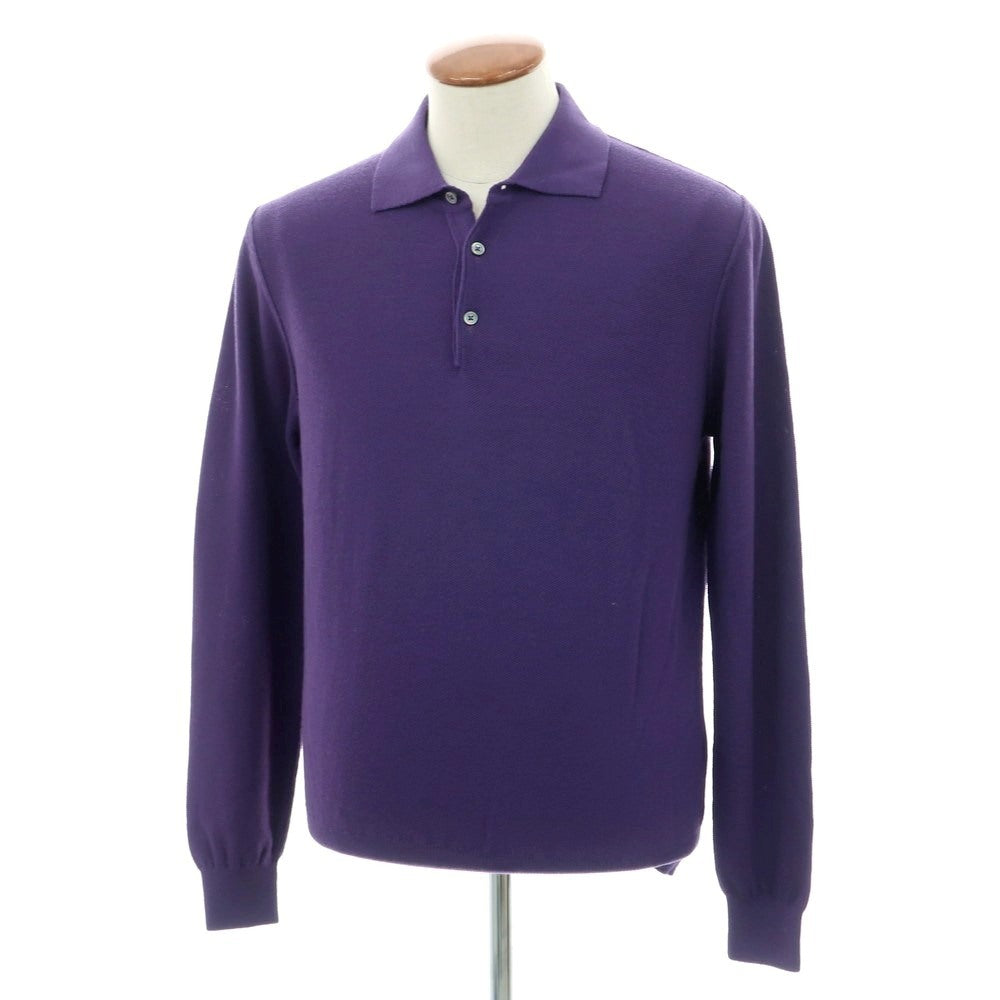【新品】ガリア GALLIA ウール 長袖 ポロニット パープル【 50 】【 状態ランクN 】【 メンズ 】