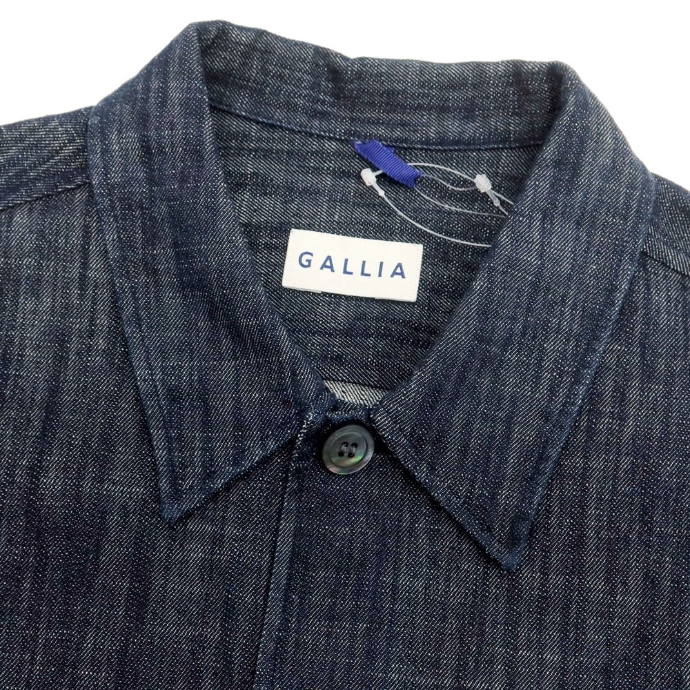 【新品】ガリア GALLIA コットン デニム カジュアルシャツ ネイビー【 L 】【 状態ランクN 】【 メンズ 】