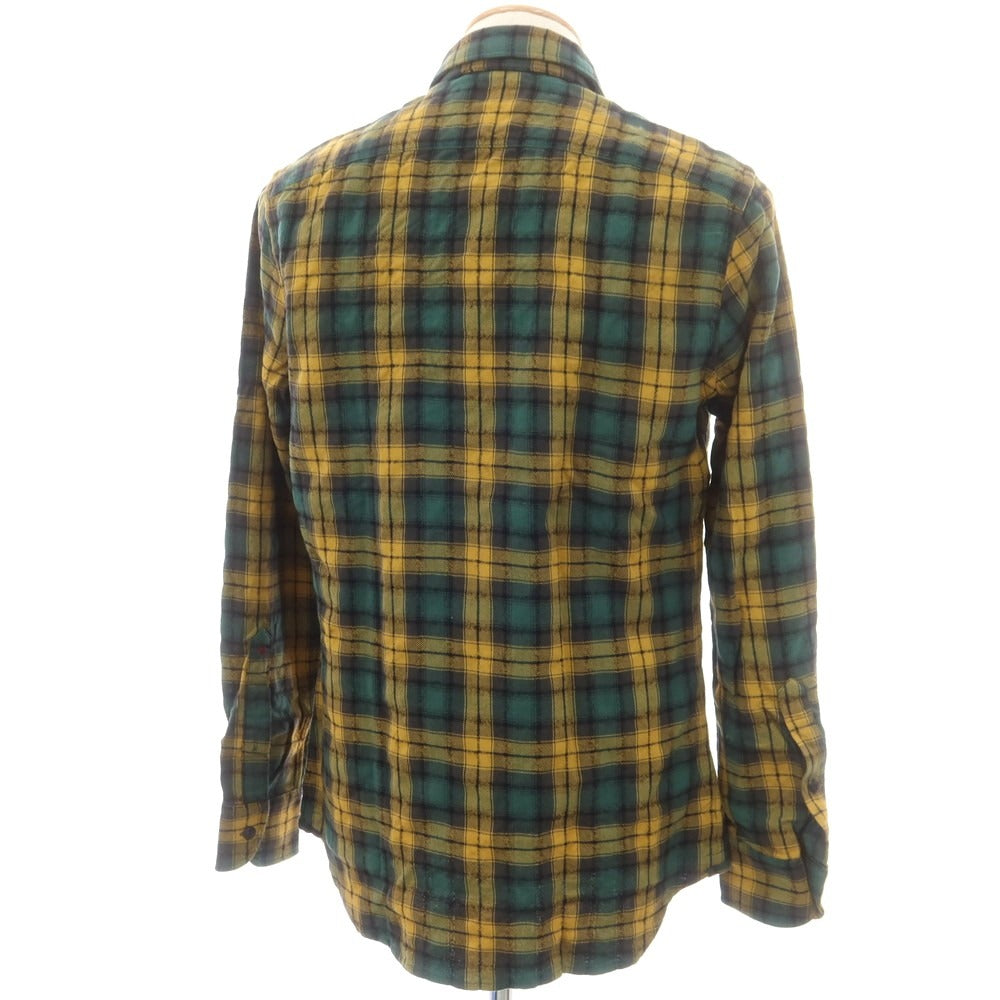 【新品】グランシャツ Glanshirt コットンウール チェック カジュアルシャツ グリーンxマスタード系【 38 】【 状態ランクN 】【 メンズ 】