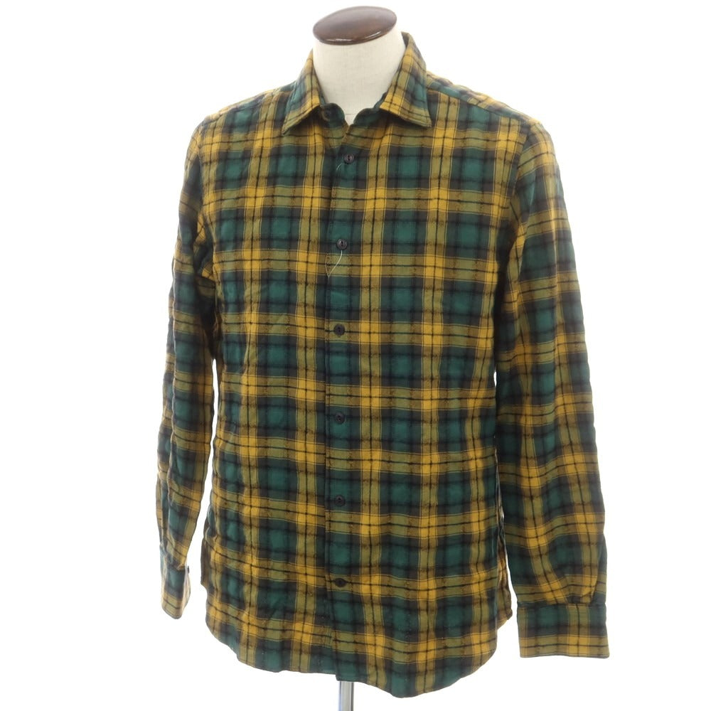 【新品】グランシャツ Glanshirt コットンウール チェック カジュアルシャツ グリーンxマスタード系【 41 】【 状態ランクN 】【 メンズ 】