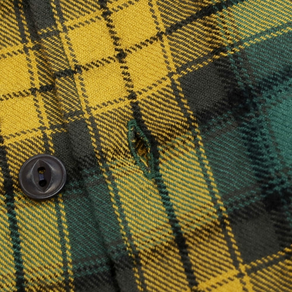 【新品】グランシャツ Glanshirt コットンウール チェック カジュアルシャツ グリーンxマスタード系【 41 】【 状態ランクN 】【 メンズ 】