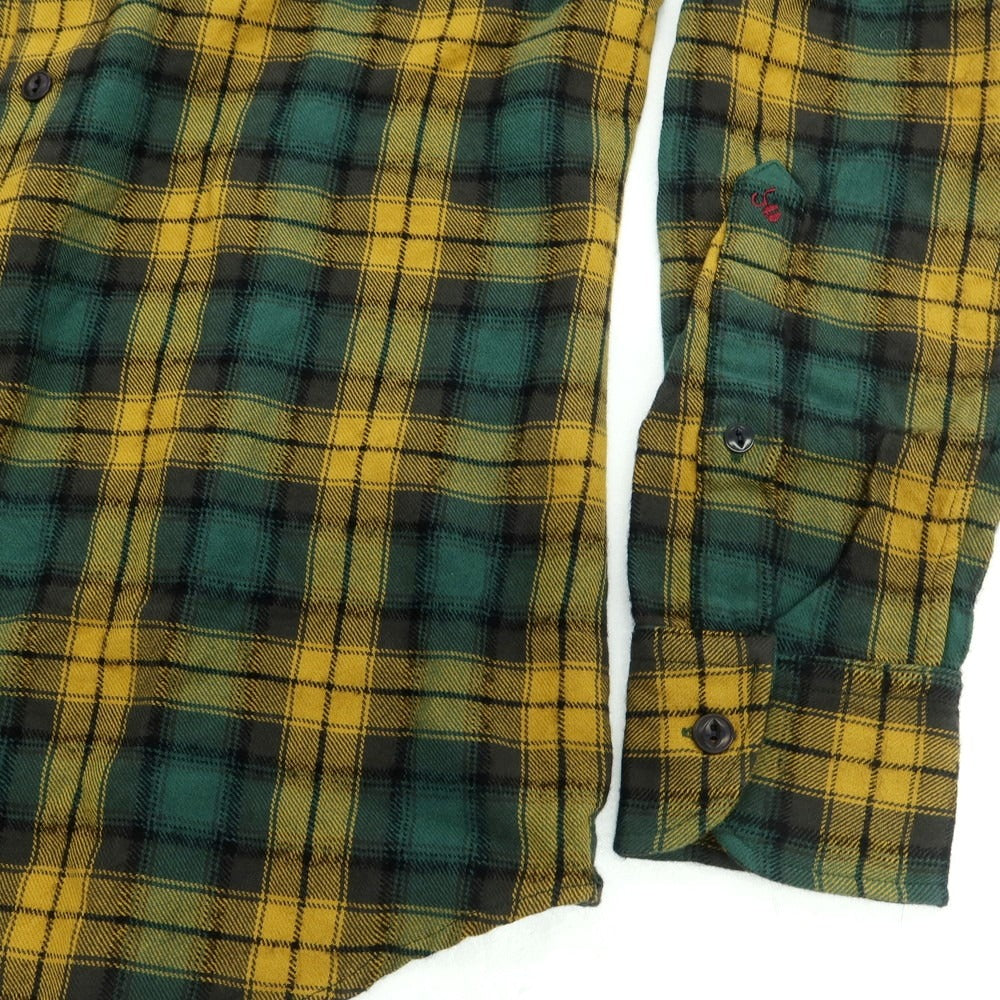 【新品】グランシャツ Glanshirt コットンウール チェック カジュアルシャツ グリーンxマスタード系【 41 】【 状態ランクN 】【 メンズ 】