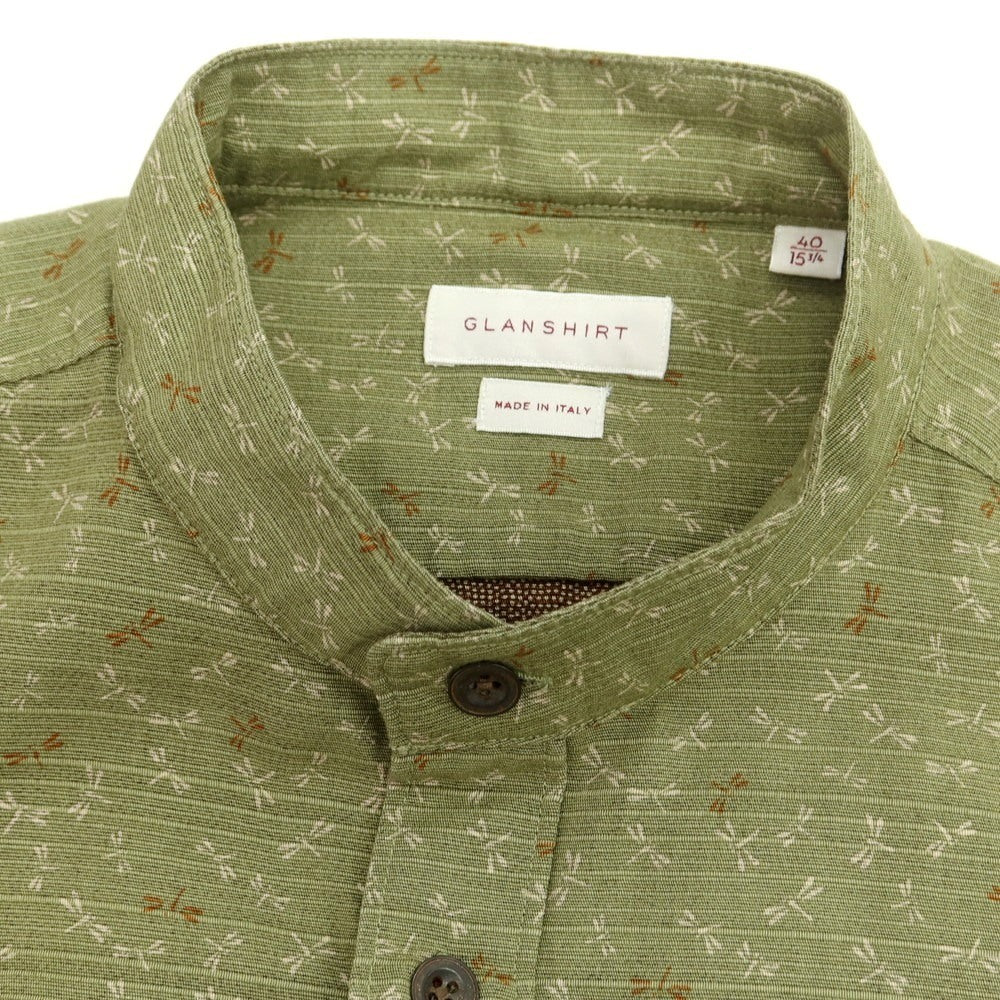 【新品】グランシャツ Glanshirt コットン バンドカラー カジュアルシャツ グリーン系【 40 】【 状態ランクN 】【 メンズ 】