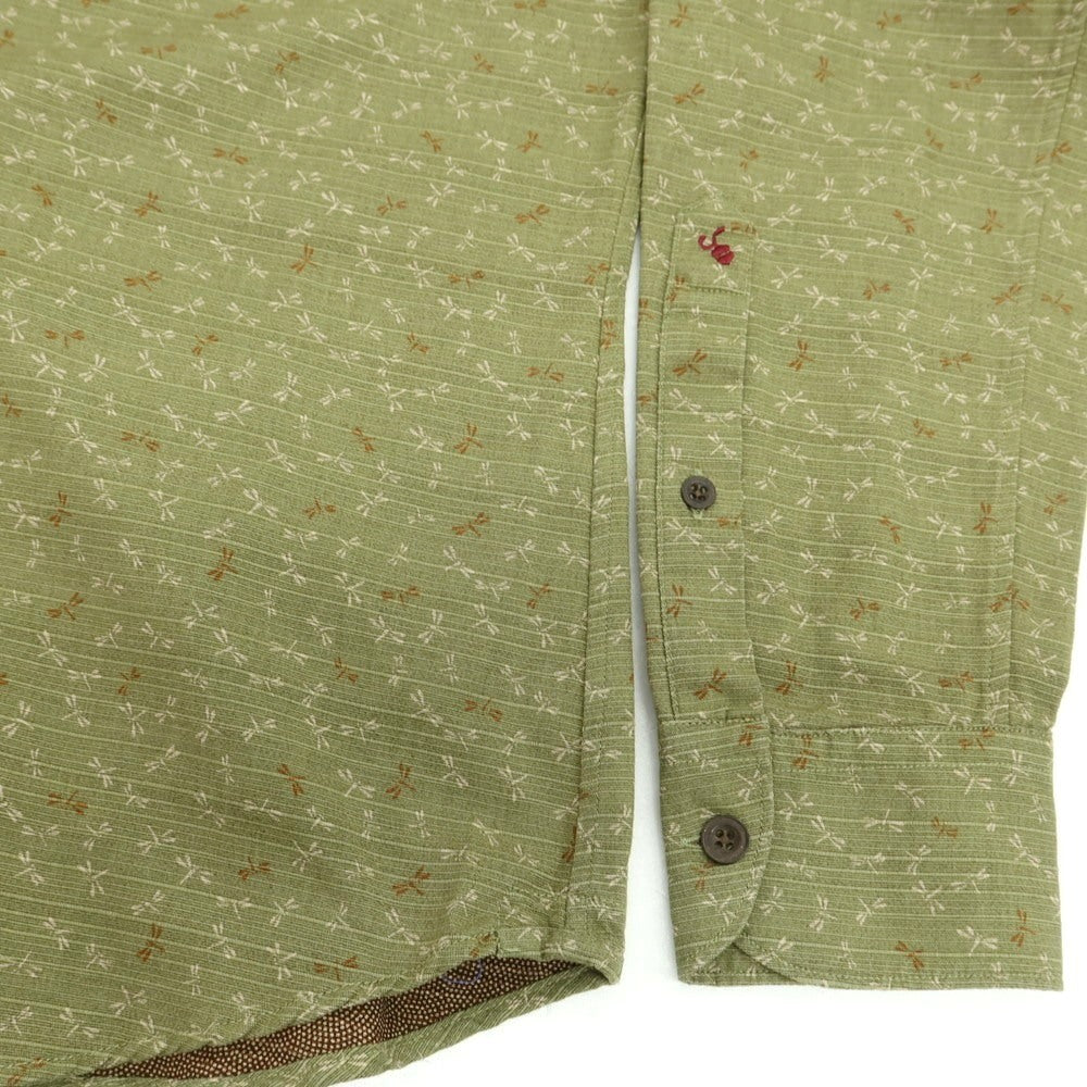 【新品】グランシャツ Glanshirt コットン バンドカラー カジュアルシャツ グリーン系【 40 】【 状態ランクN 】【 メンズ 】