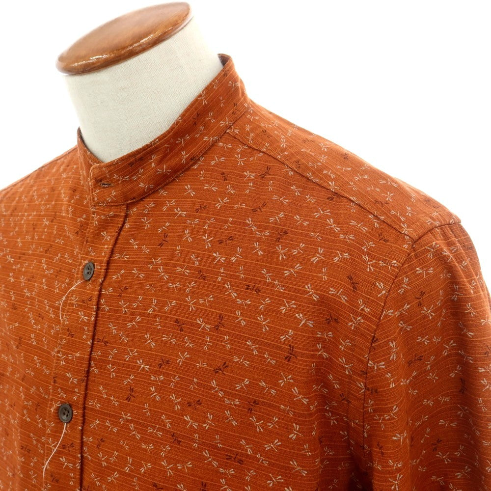 【新品】グランシャツ Glanshirt コットン バンドカラー カジュアルシャツ オレンジブラウン系【 40 】【 状態ランクN 】【 メンズ 】