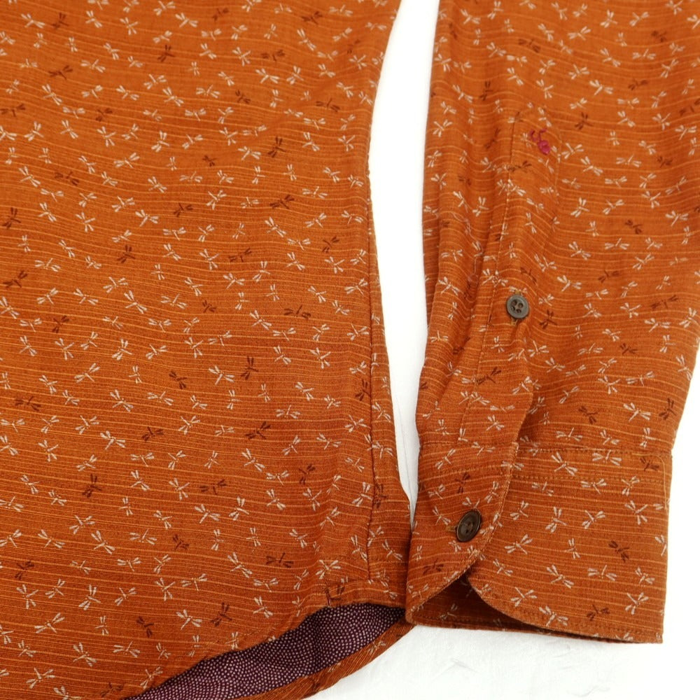 【新品】グランシャツ Glanshirt コットン バンドカラー カジュアルシャツ オレンジブラウン系【 40 】【 状態ランクN 】【 メンズ 】