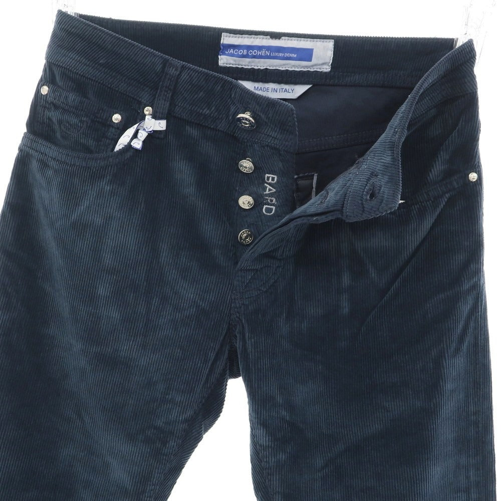 【新品】ヤコブコーエン JACOB COHEN BARD ストレッチ コットンレーヨン コーデュロイパンツ ネイビー【 28 】【 状態ランクN 】【 メンズ 】