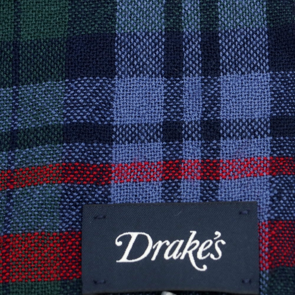 【新品】ドレイクス DRAKES ウール チェック ストール ブルーxグリーン系【 状態ランクN 】【 メンズ 】
