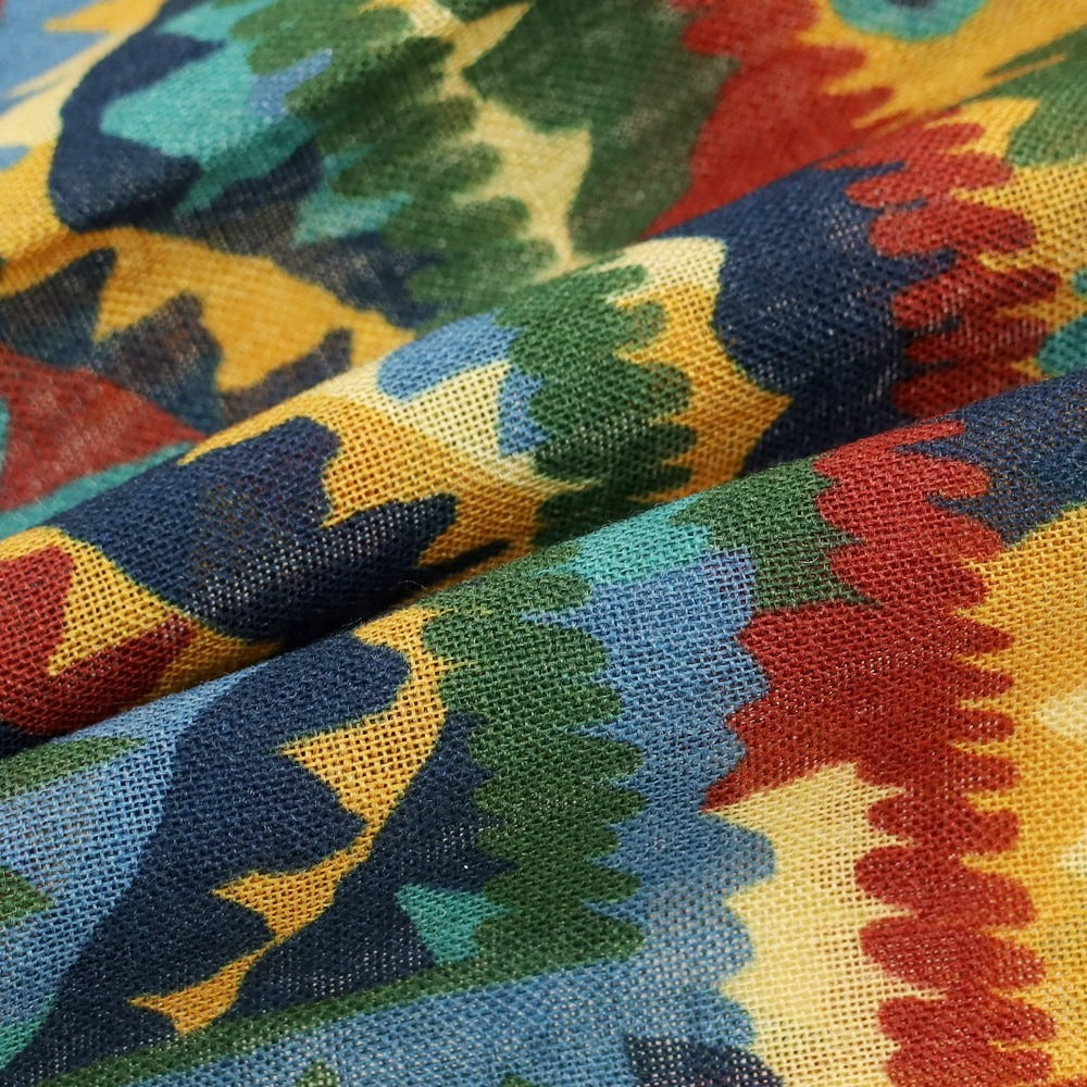 【新品】ドレイクス DRAKES ウールシルク プリント ポケットチーフ ネイビーxイエローオレンジ【 状態ランクN 】【 メンズ 】