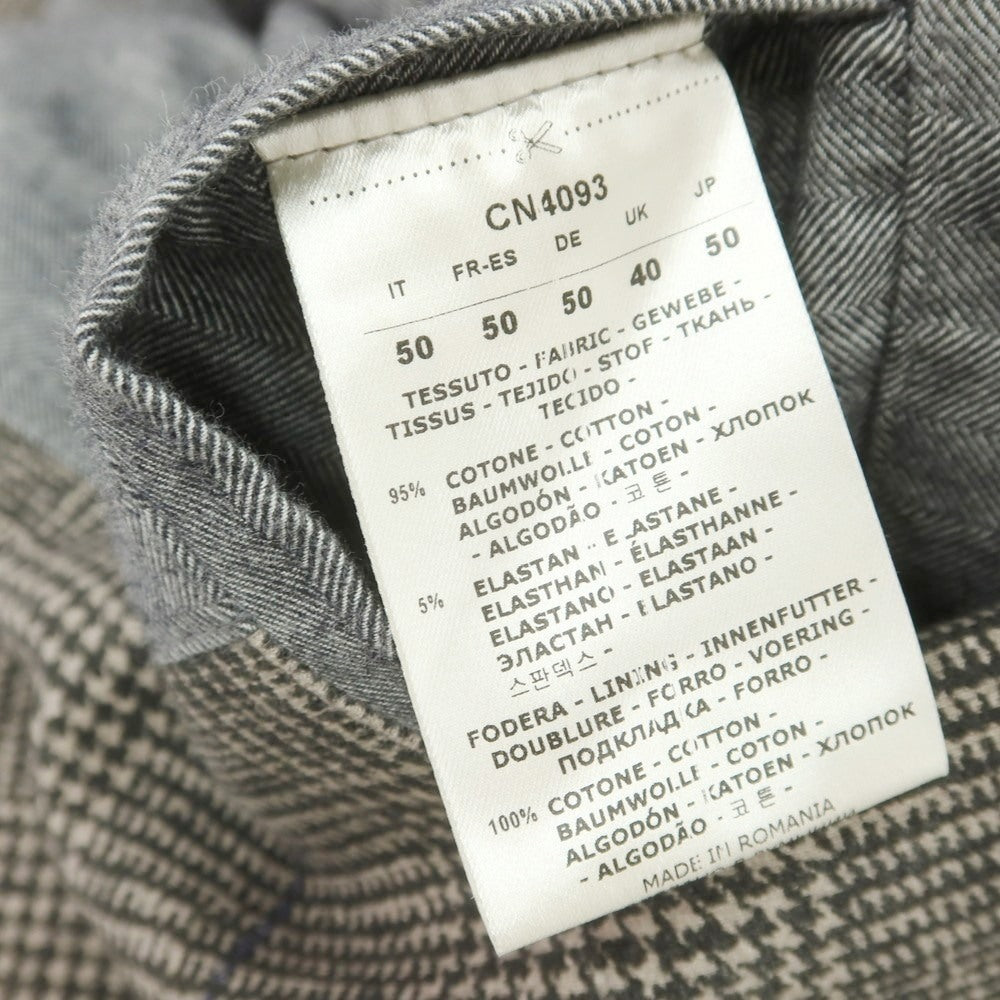 【中古】チルコロ1901 CIRCOLO 1901 コットン ジャージー チェック ステンカラーコート グレーxベージュ【 50 】【 状態ランクB 】【 メンズ 】