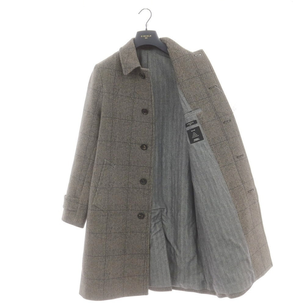 【中古】チルコロ1901 CIRCOLO 1901 コットン ジャージー チェック ステンカラーコート グレーxベージュ【 50 】【 状態ランクB 】【 メンズ 】