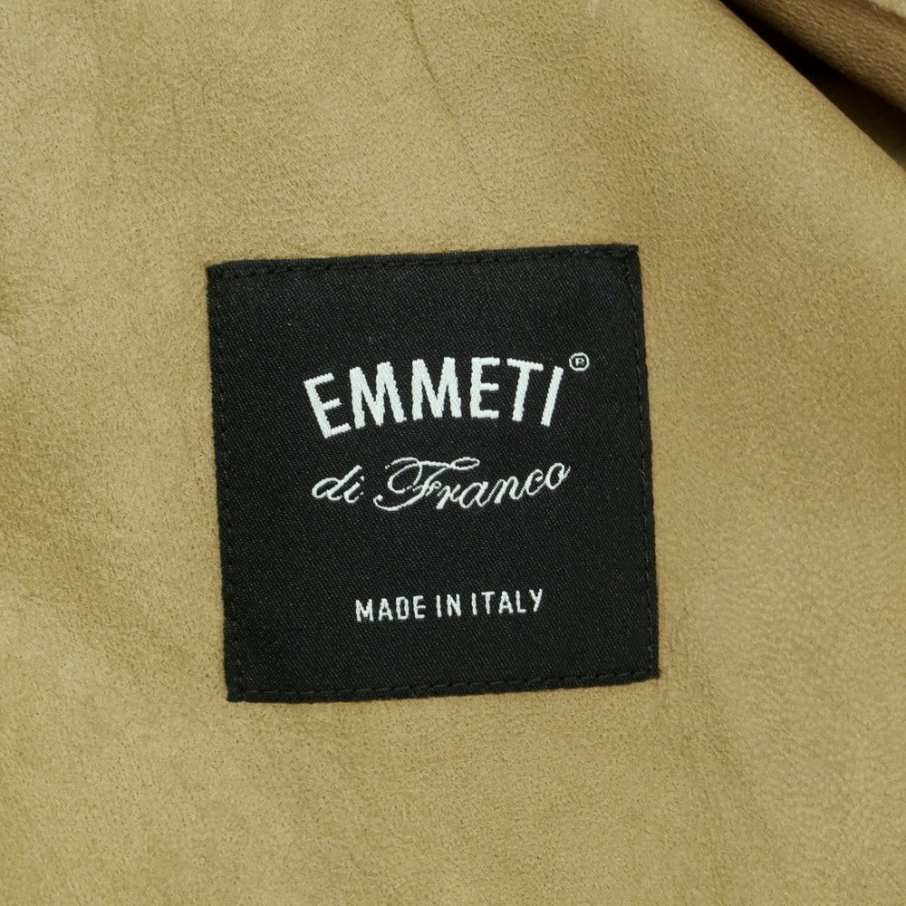 【中古】エンメティ EMMETI ゴートスキン スエード バンドカラー レザーシャツブルゾン ベージュ【 46 】【 状態ランクC 】【 メンズ 】