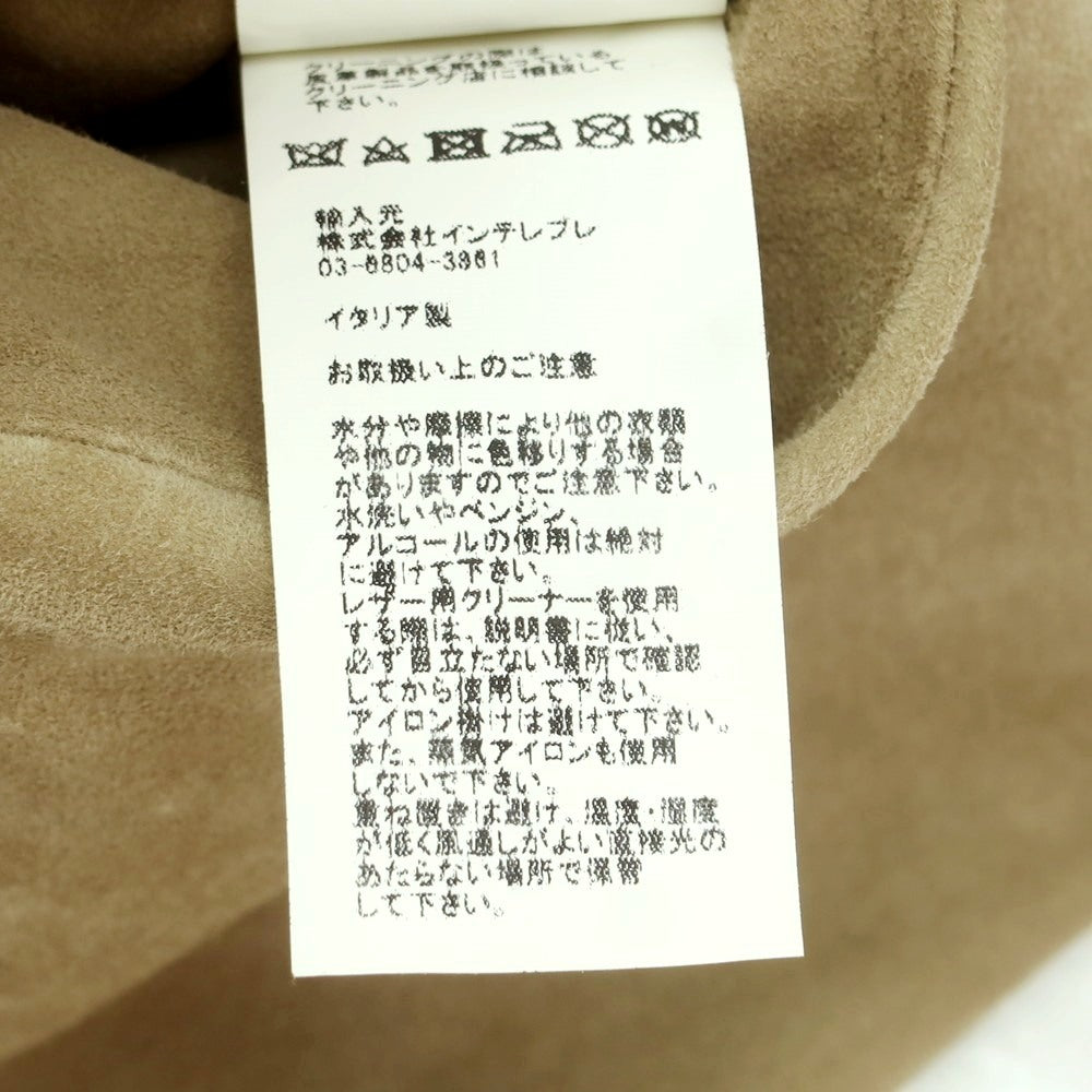 【中古】エンメティ EMMETI ゴートスキン スエード バンドカラー レザーシャツブルゾン ベージュ【 46 】【 状態ランクC 】【 メンズ 】