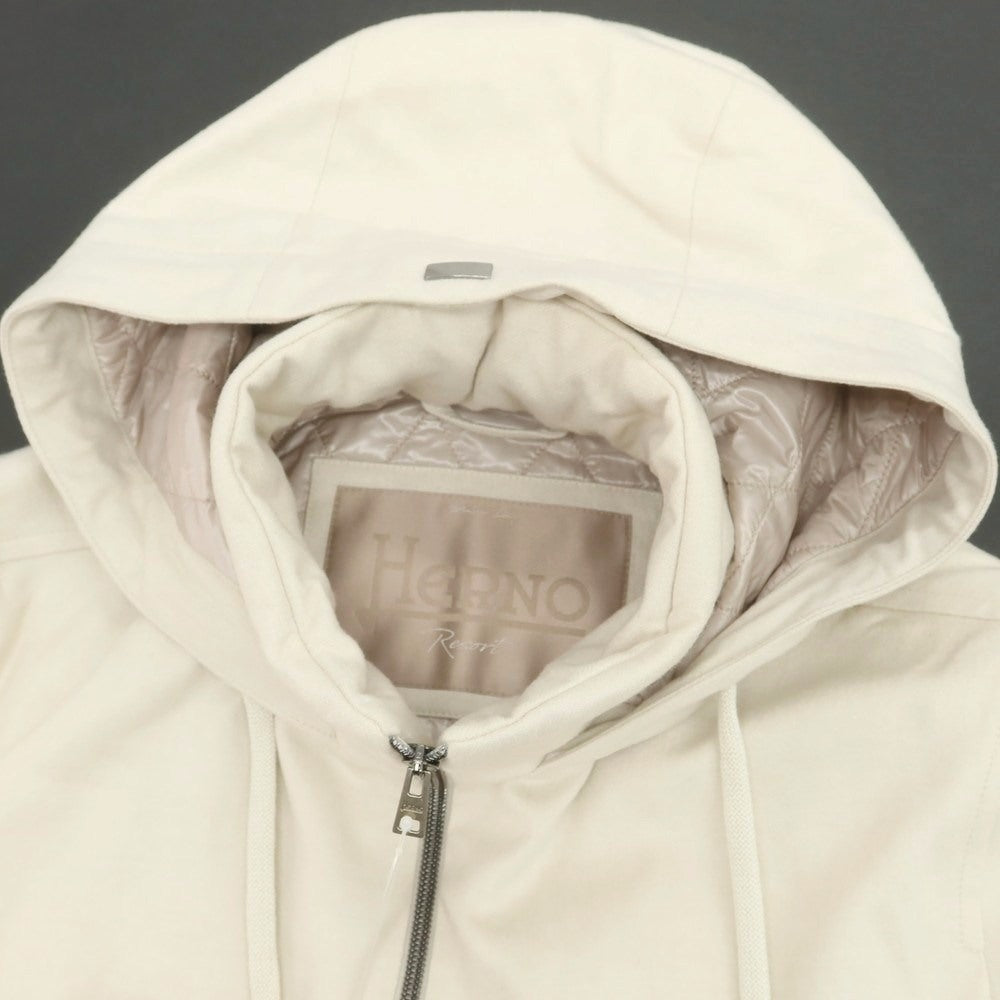【中古】ヘルノ Herno シルクカシミヤ ダブルジップ フーデッド 中綿ブルゾン ライトベージュ【 46 】【 状態ランクA 】【 メンズ 】
