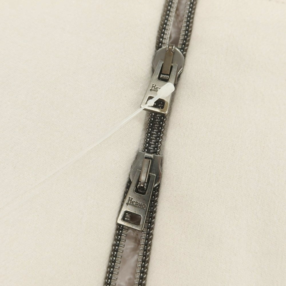 【中古】ヘルノ Herno シルクカシミヤ ダブルジップ フーデッド 中綿ブルゾン ライトベージュ【 46 】【 状態ランクA 】【 メンズ 】