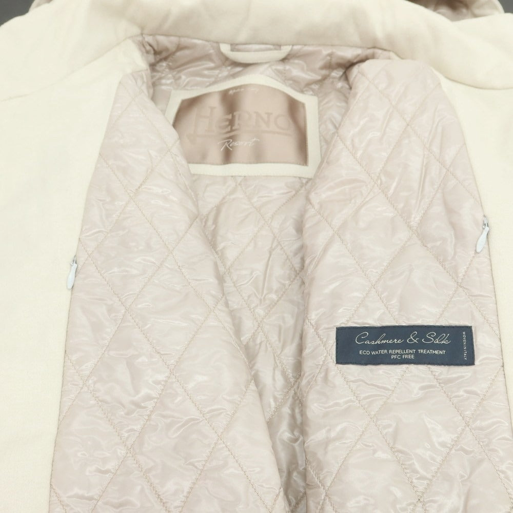 【中古】ヘルノ Herno シルクカシミヤ ダブルジップ フーデッド 中綿ブルゾン ライトベージュ【 46 】【 状態ランクA 】【 メンズ 】