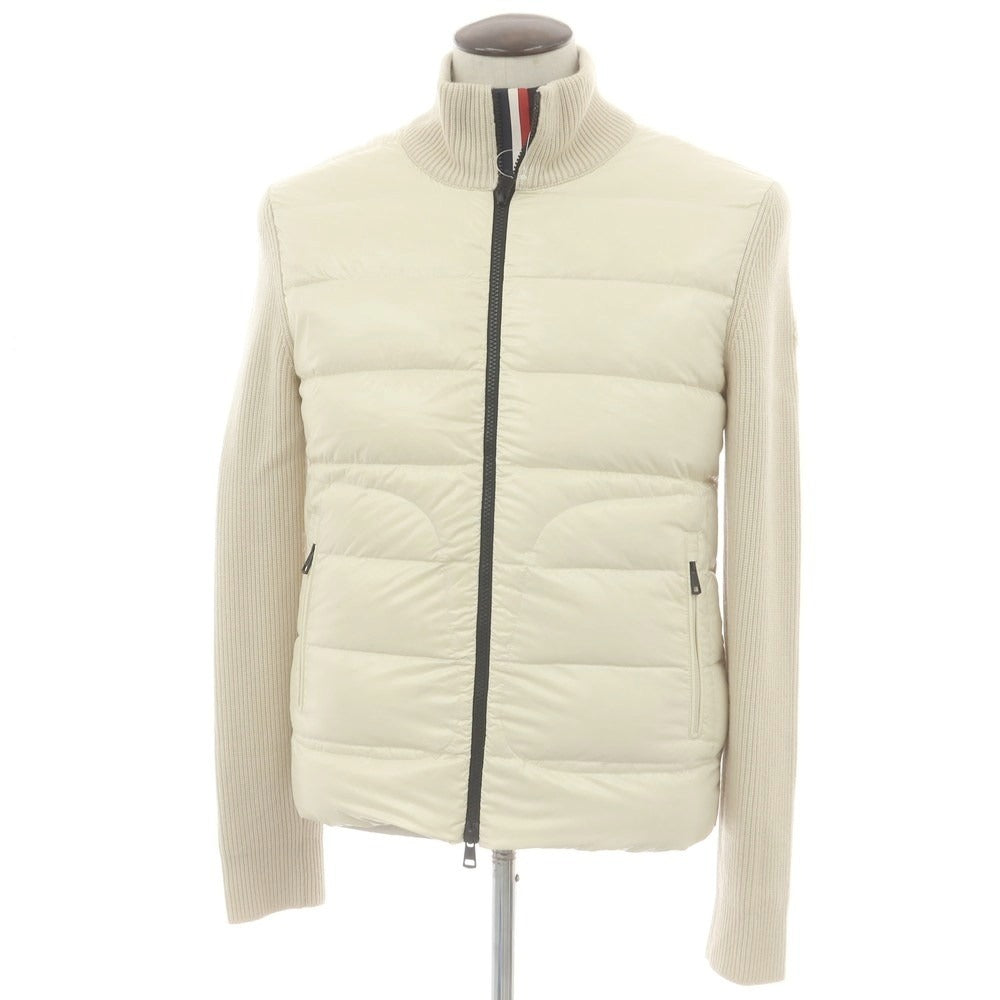 【中古】モンクレール MONCLER ニット ダブルジップ ダウンジャケット アイボリーxベージュ【 L 】【 状態ランクB 】【 メンズ 】