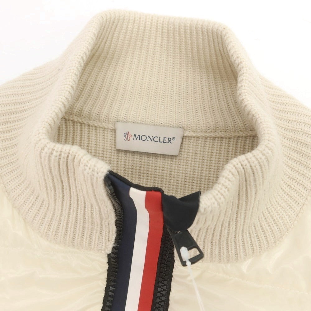 【中古】モンクレール MONCLER ニット ダブルジップ ダウンジャケット アイボリーxベージュ【 L 】【 状態ランクB 】【 メンズ 】