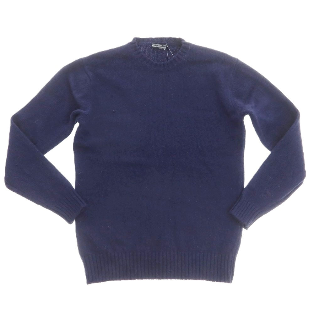 【中古】アレッサンドロルッピ Alessandro Luppi ウール クルーネック プルオーバーニット ネイビー【 50 】【 状態ランクD 】【 メンズ 】