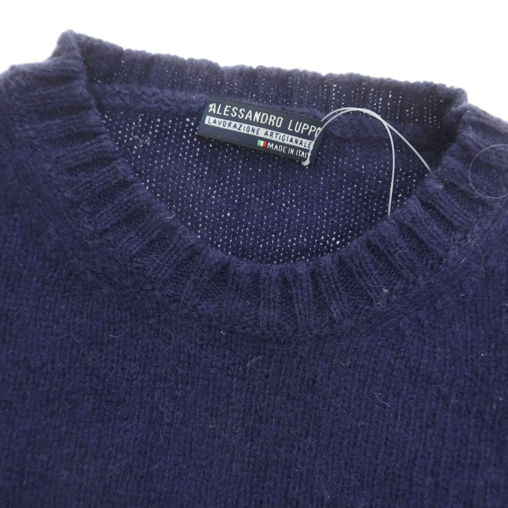 【中古】アレッサンドロルッピ Alessandro Luppi ウール クルーネック プルオーバーニット ネイビー【 50 】【 状態ランクD 】【 メンズ 】