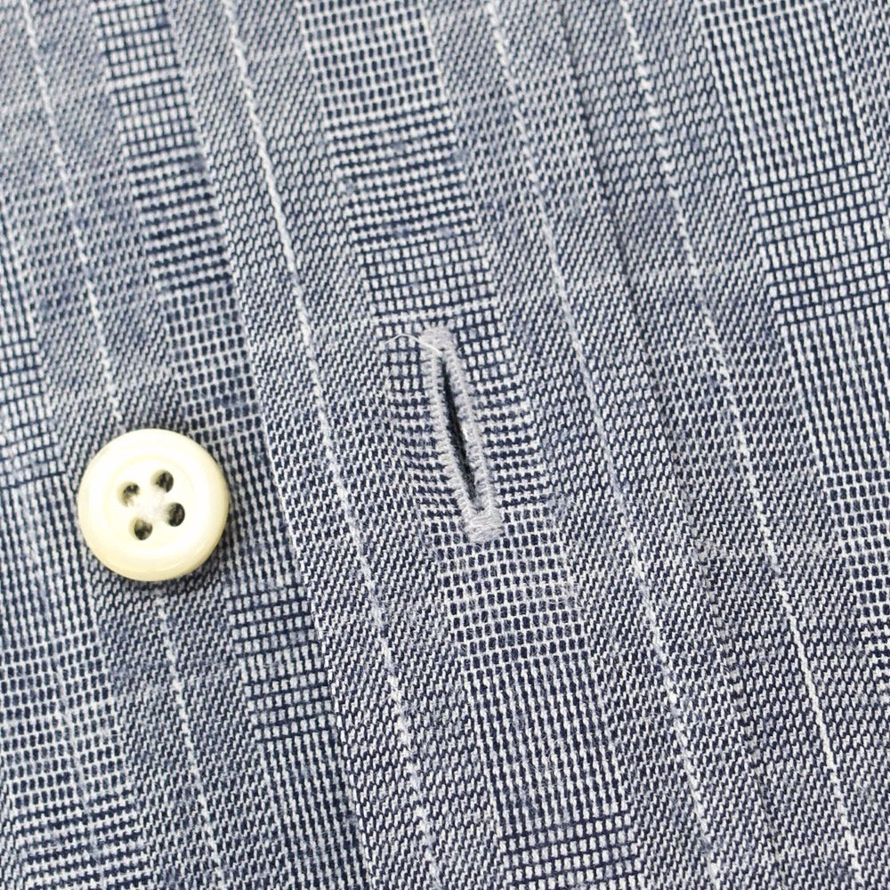 【中古】バグッタ Bagutta ストレッチ コットン チェック ホリゾンタルカラー カジュアルシャツ ネイビー【 40 】【 状態ランクB 】【 メンズ 】