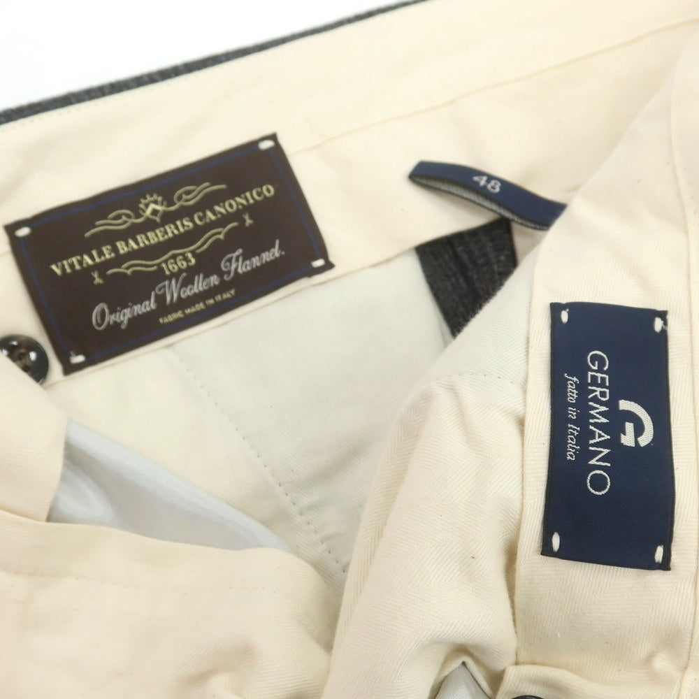 【中古】ジェルマーノ GERMANO ウール チェック ドレススラックスパンツ グレーxブラック【 48 】【 状態ランクC 】【 メンズ 】