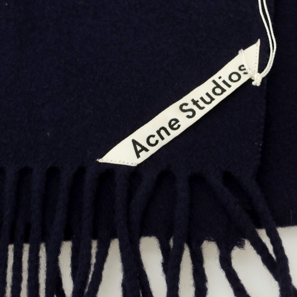 【中古】アクネストゥディオズ ACNE STUDIOS ウール 大判 マフラー ネイビー【 状態ランクC 】【 ユニセックス 】