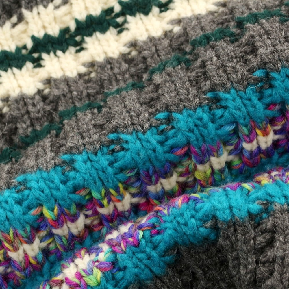 【中古】オフホワイト OFF-WHITE ローゲージ ウールナイロン クルーネック プルオーバーニット グレーxグリーン【 M 】【 状態ランクB 】【 メンズ 】