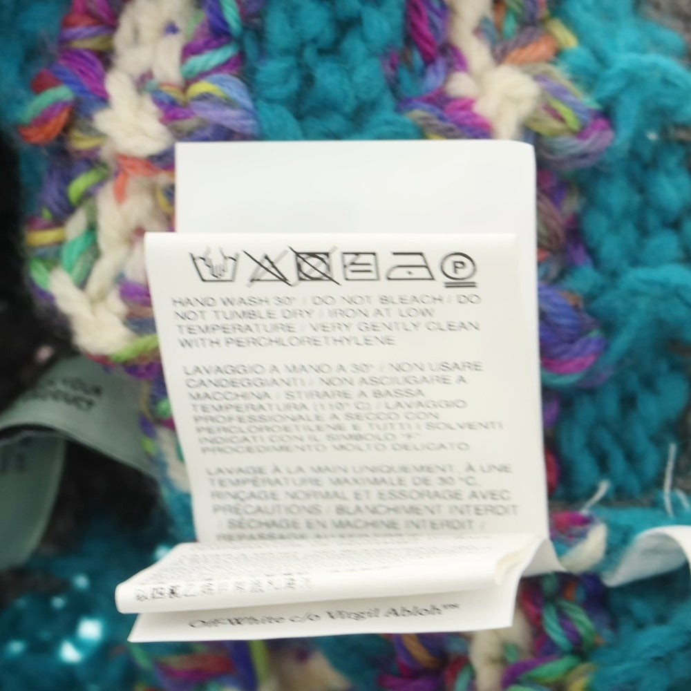 【中古】オフホワイト OFF-WHITE ローゲージ ウールナイロン クルーネック プルオーバーニット グレーxグリーン【 M 】【 状態ランクB 】【 メンズ 】