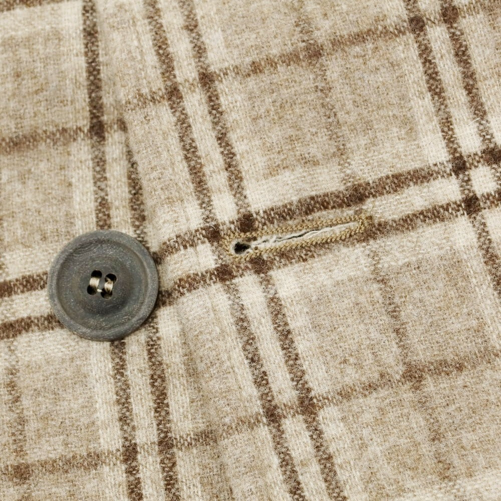 【中古】ティージャケット T-JACKET ウールカシミヤ チェック ピーコート ベージュxブラウン【 M 】【 状態ランクB 】【 メンズ 】