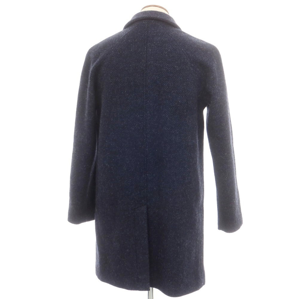 【中古】アーペーセー A.P.C. ウール ヘリンボーン織り ステンカラーコート ネイビー【 M 】【 状態ランクB 】【 メンズ 】