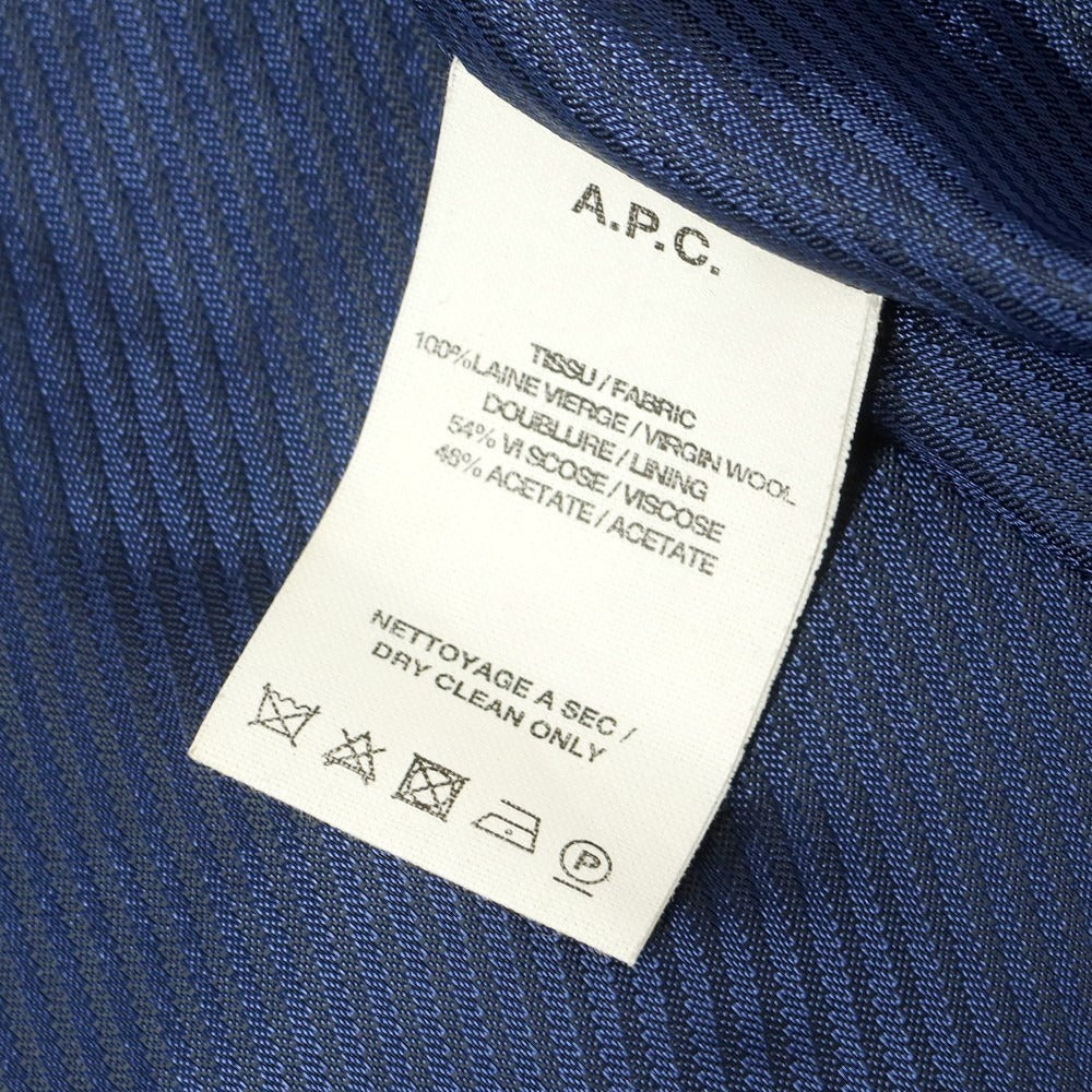 【中古】アーペーセー A.P.C. ウール ヘリンボーン織り ステンカラーコート ネイビー【 M 】【 状態ランクB 】【 メンズ 】