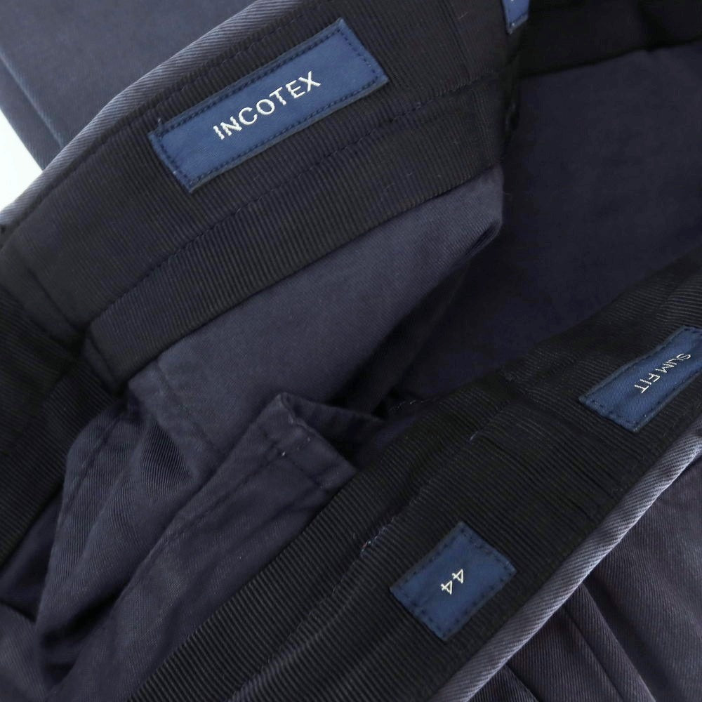 【中古】インコテックス INCOTEX ストレッチ コットン カジュアルスラックスパンツ ネイビー【 44 】【 状態ランクA 】【 メンズ 】