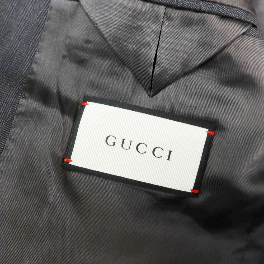 【中古】グッチ GUCCI ヘリンボーン織ウール 2つボタンスーツ ダークグレー【 48 】【 状態ランクC 】【 メンズ 】