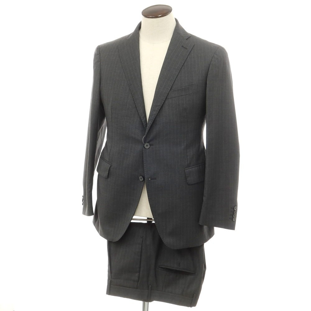 【中古】タリアトーレ TAGLIATORE ISETAN別注 ウール ストライプ 2つボタンスーツ ダークグレー【 表記不明(L位) 】【 状態ランクD 】【 メンズ 】