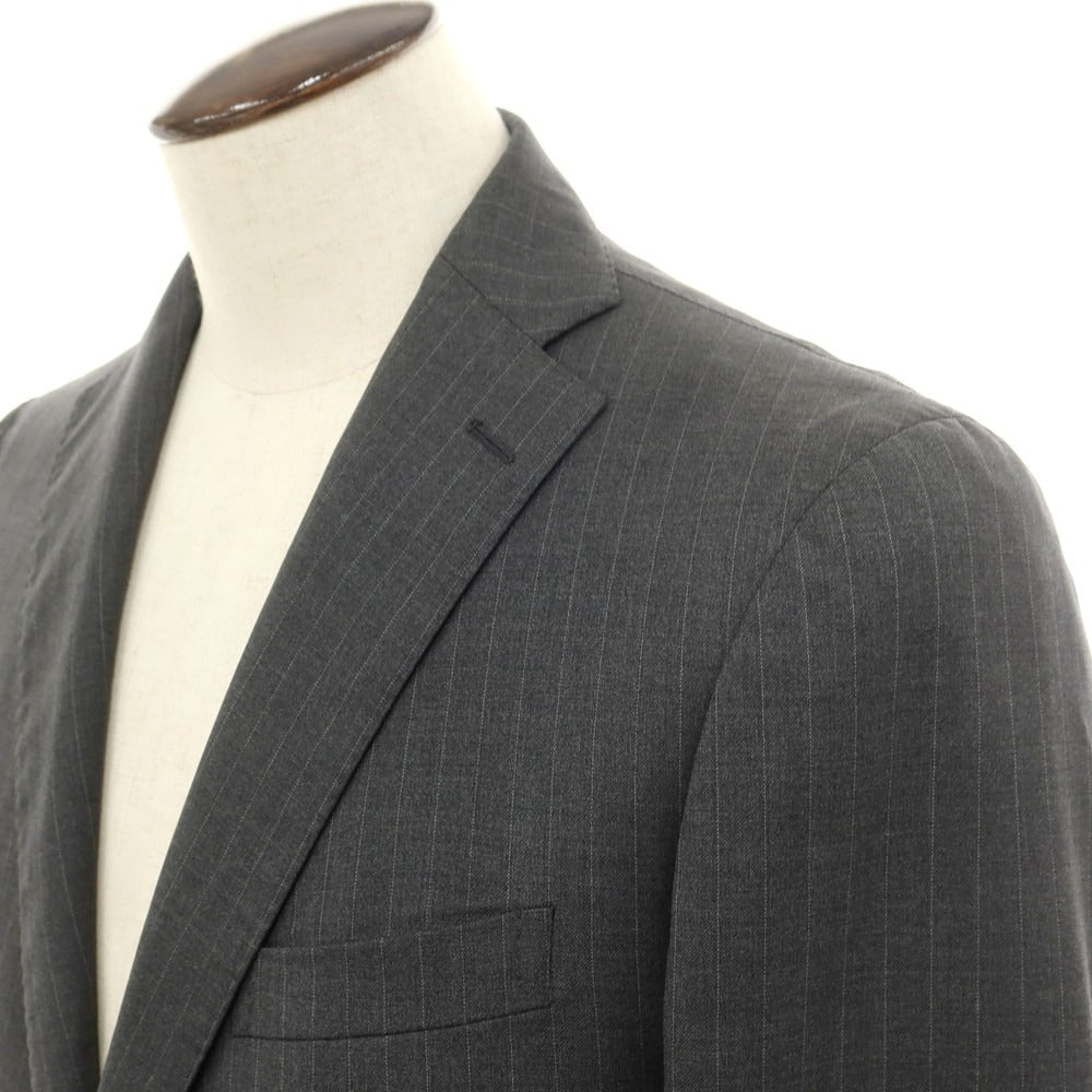 【中古】タリアトーレ TAGLIATORE ISETAN別注 ウール ストライプ 2つボタンスーツ ダークグレー【 表記不明(L位) 】【 状態ランクD 】【 メンズ 】