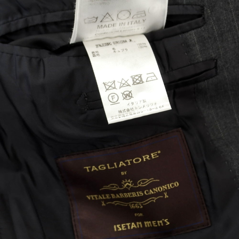 【中古】タリアトーレ TAGLIATORE ISETAN別注 ウール ストライプ 2つボタンスーツ ダークグレー【 表記不明(L位) 】【 状態ランクD 】【 メンズ 】