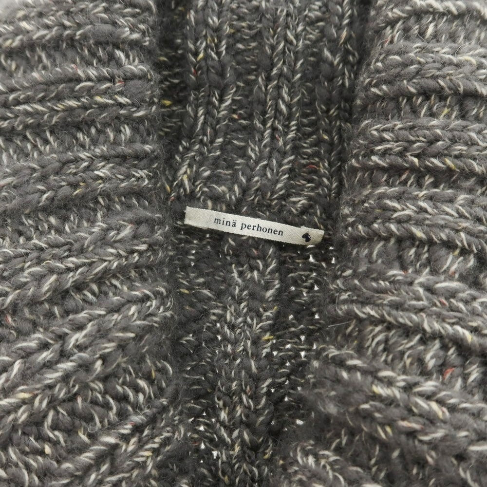 【中古】ミナペルホネン mina perhonen ローゲージ ウールカシミヤアンゴラシルクナイロン ショールカラー カーディガン グレー【 M 】【 状態ランクB 】【 メンズ 】