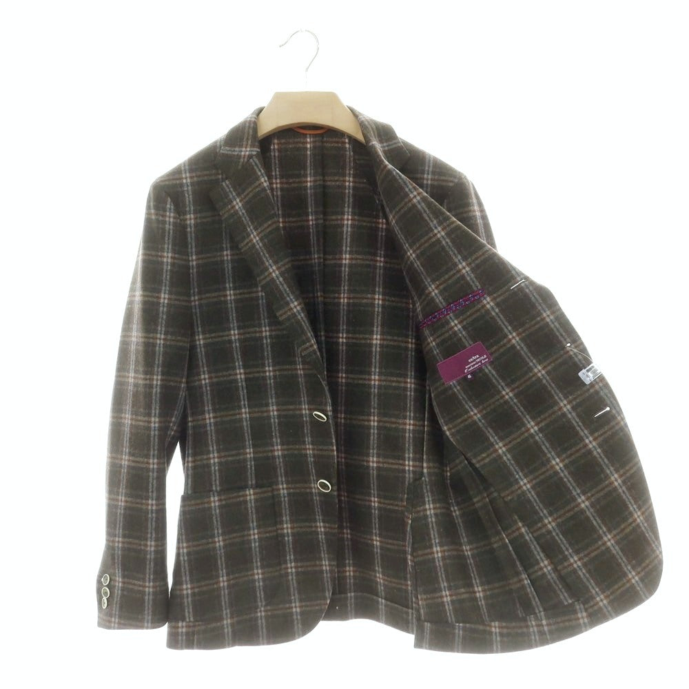 【中古】ムッシュニコル monsieur NICOLE ウールナイロンポリウレタン チェック 3B テーラードジャケット ダークモスグリーン【 46 】【 状態ランクA 】【 メンズ 】