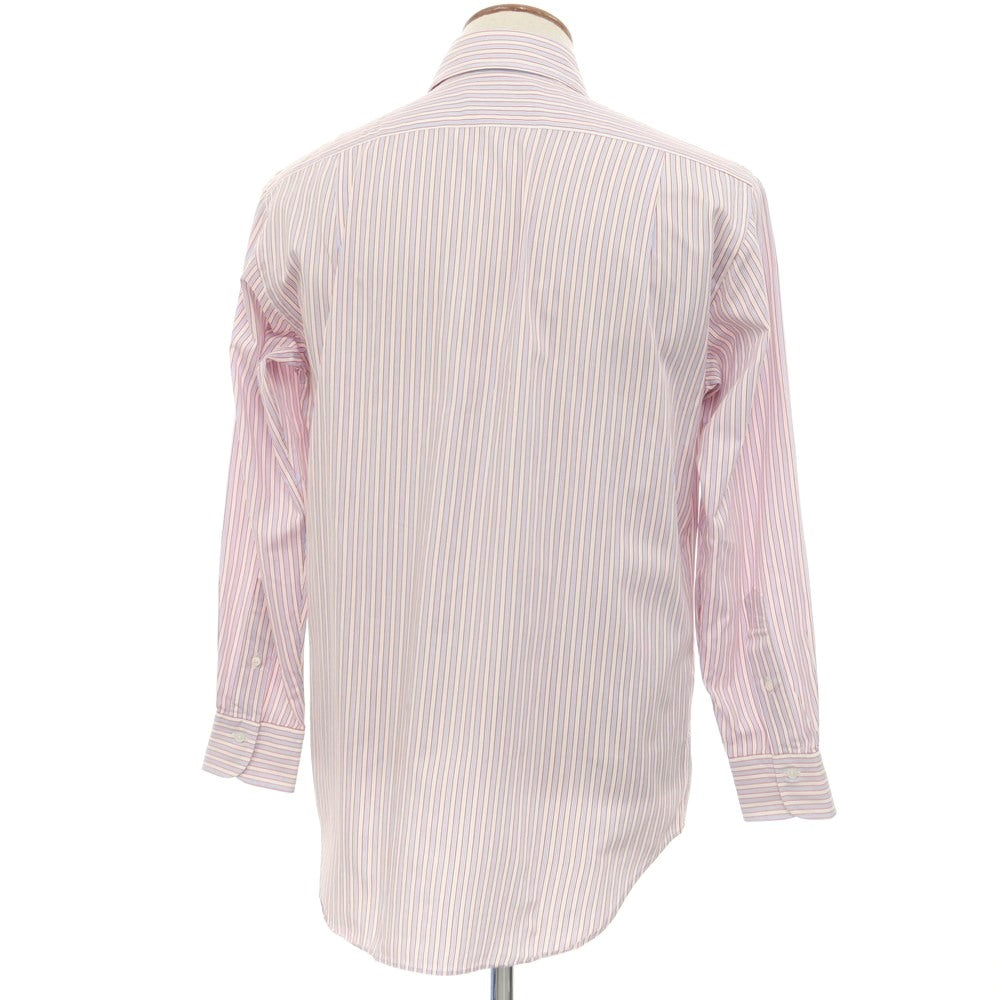 【中古】テックステック 鎌倉シャツ Tex Teq コットン ストライプ ワイドカラー ドレスシャツ レッドxホワイト【 40-82 】【 状態ランクB 】【 メンズ 】