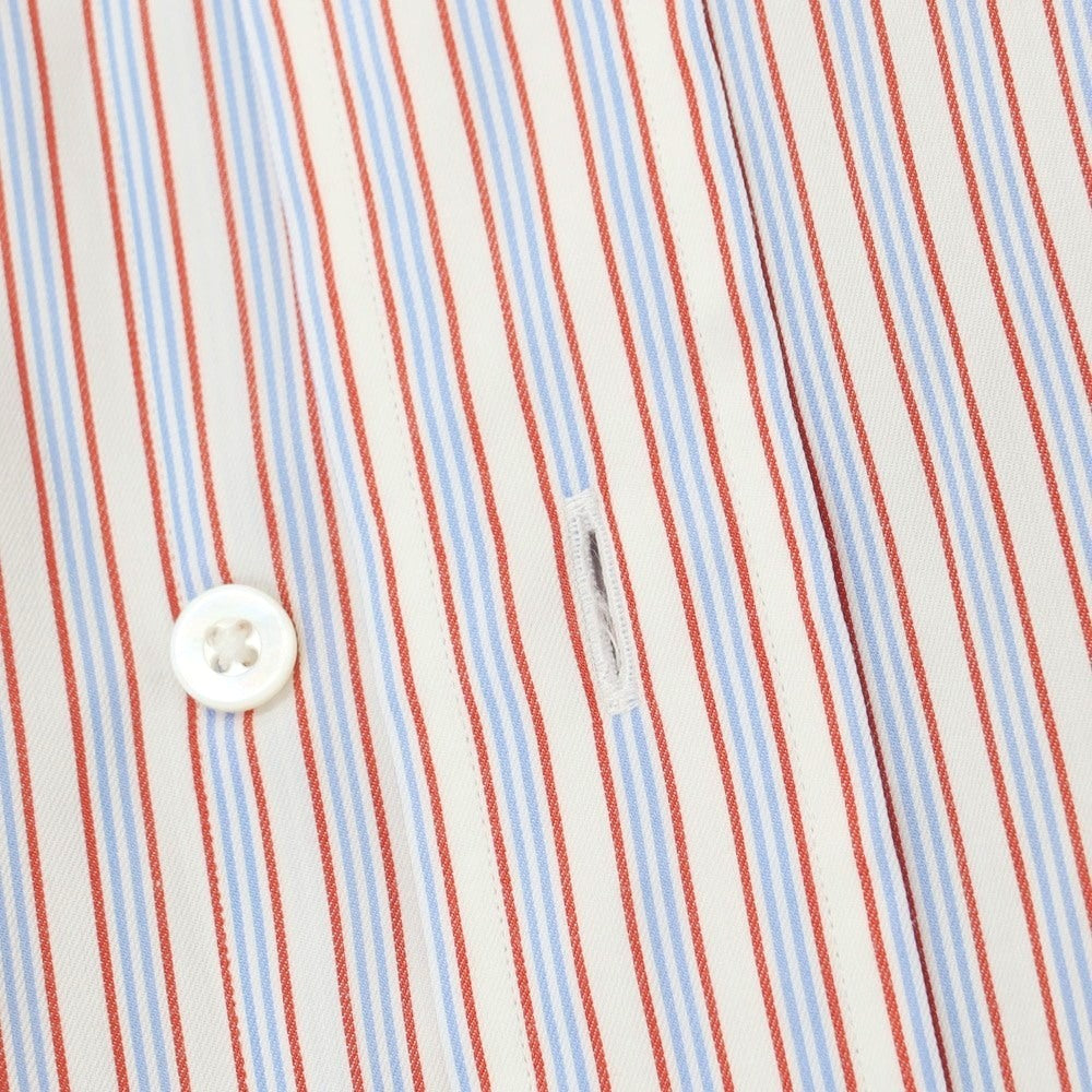 【中古】テックステック 鎌倉シャツ Tex Teq コットン ストライプ ワイドカラー ドレスシャツ レッドxホワイト【 40-82 】【 状態ランクB 】【 メンズ 】