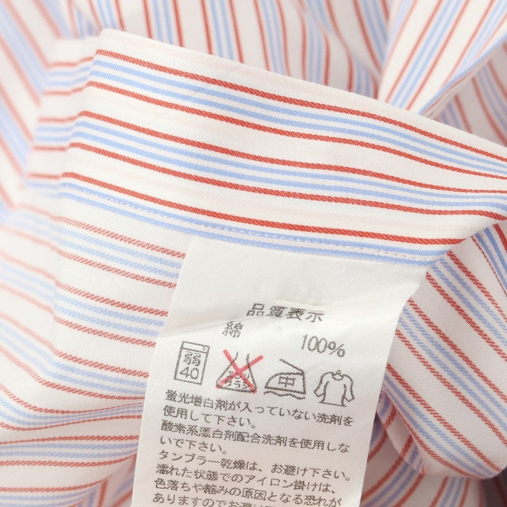 【中古】テックステック 鎌倉シャツ Tex Teq コットン ストライプ ワイドカラー ドレスシャツ レッドxホワイト【 40-82 】【 状態ランクB 】【 メンズ 】